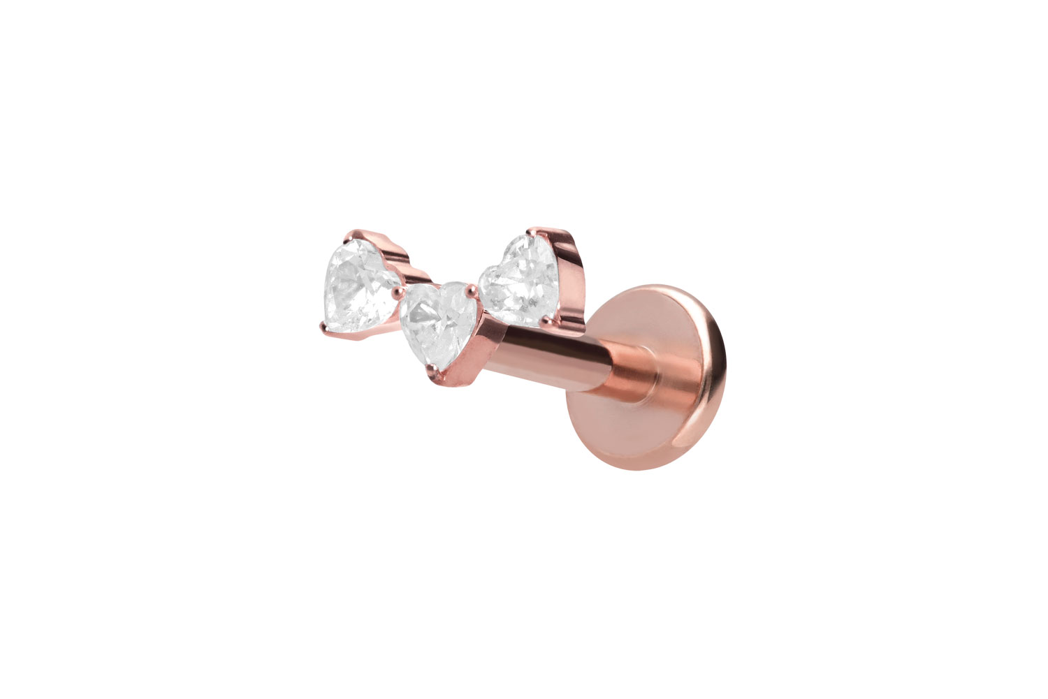 Titan Labret Piercing mit Innengewinde 3 KRISTALLHERZEN